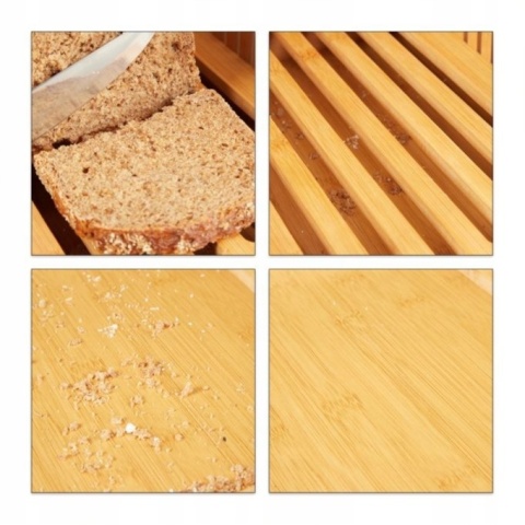 DESKA do krojenia KRAJALNICA do CHLEBA manualna bambusowy pomocnik z TACKĄ
