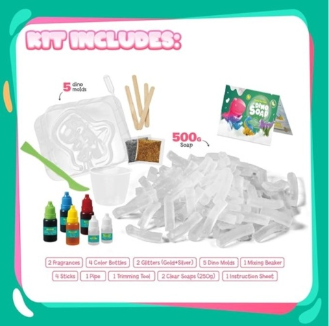 Dino Soap! Zestaw DIY do Produkcji Mydełek Mydła– STWÓRZ WŁASNEGO DINOZAURA!