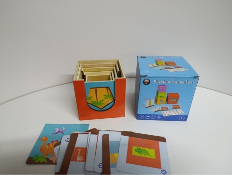 Drewniane klocki i puzzle Dinozaury, nauka liczenia