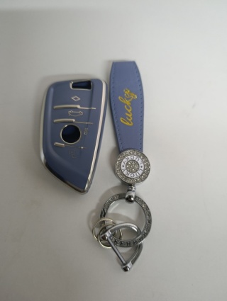 ETUI na KLUCZYK SAMOCHODOWY do BMW POKROWIEC na PILOTA NIEBIESKI+ Brelok ozdobny