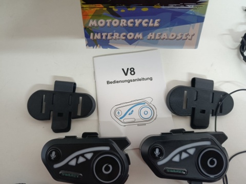 Interkom motocyklowy SWAREY V8 – zestaw 2 sztuki