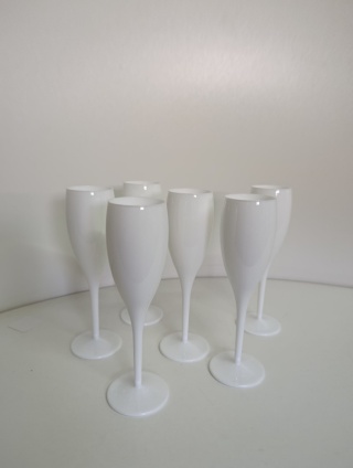 Kieliszki do szampana plastikowe 6 szt. wielokrotnego użytku, białe
