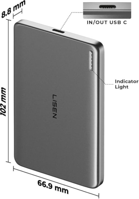 LISEN Powerbank Magnetyczna 5000mAh iPhone Ładowarka