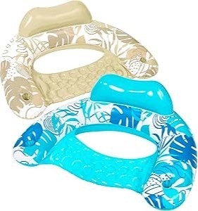 MATERAC DO BASENU 2 szt dmuchany FOTEL LEŻAK z OPARCIEM do WODY PŁYWANIA KOLOROWY