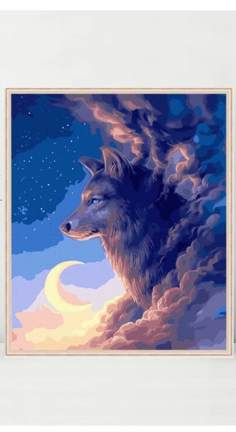Malowanie po numerach 40x50 Wilk w chmurach