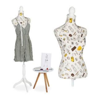 Manekin damski krawiecki Relaxdays beżowy regulowana wysokość