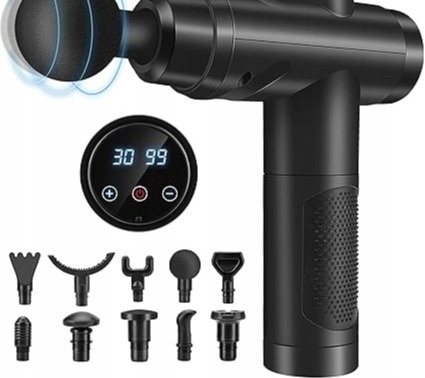 Masażer Pistolet do Masażu Mięśni 30 Poziomów Prędkości 10 Głowic