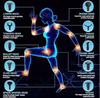Masażer Pistolet do Masażu Mięśni 30 Poziomów Prędkości 10 Głowic