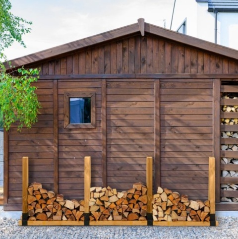 Metalowe łączniki / wsporniki do stojaka na drewno - 4szt - czarne Relaxdays