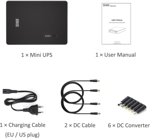 Mini UPS SHANQIU FX5-12-AC zasilacz do routera / powerbank