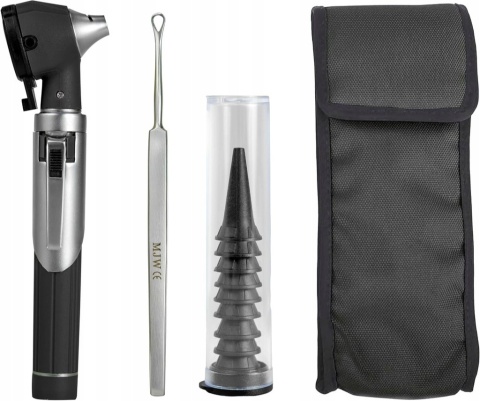 Mini otoskop diagnostyczny ze światłem LED + futerał MJW