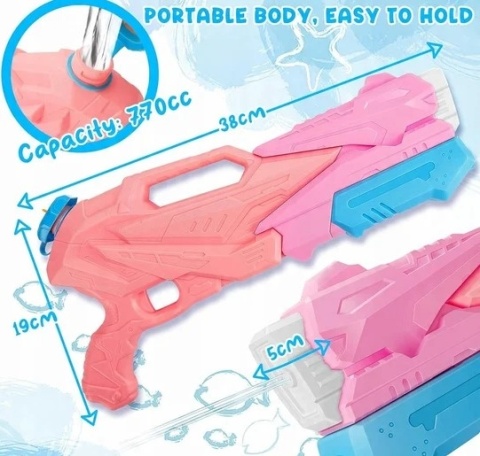 Pistolet na wodę dla dzieci zabawka wodna 770 ml magazynek różowy