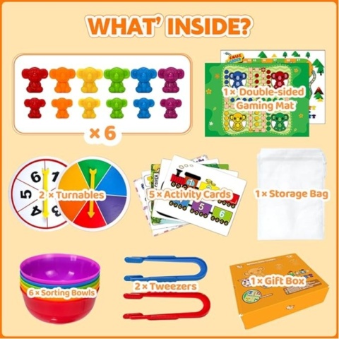 Rainbow Koala Counters: Zestaw do Liczenia, Sortowania i Nauki Kolorów Montessori