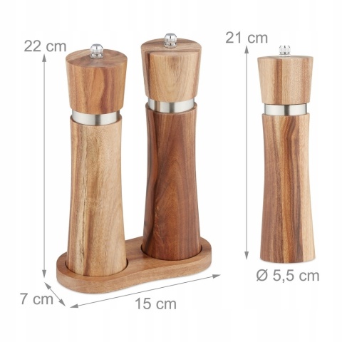 Ręczny młynek do soli i pieprzu 2 szt, solniczka i pieprzniczka