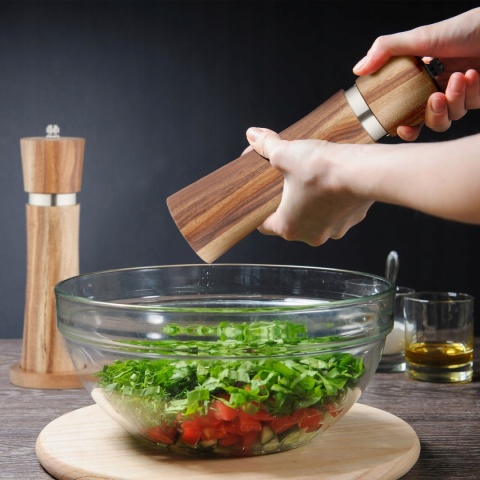 Ręczny młynek do soli i pieprzu 2 szt, solniczka i pieprzniczka