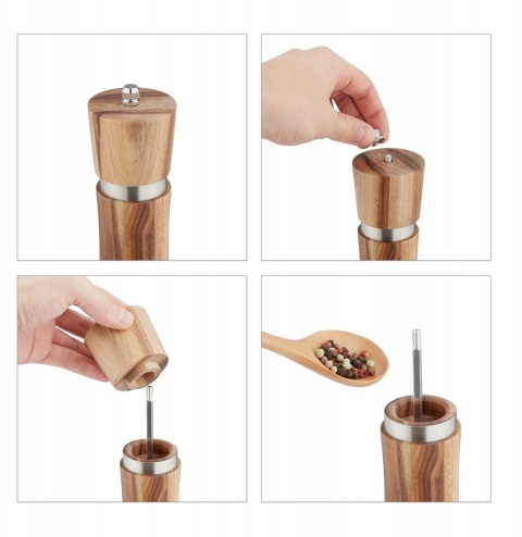 Ręczny młynek do soli i pieprzu 2 szt, solniczka i pieprzniczka