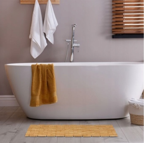 Mata łazienkowa z bambusa 68x42, antypoślizgowa składana, Relaxdays