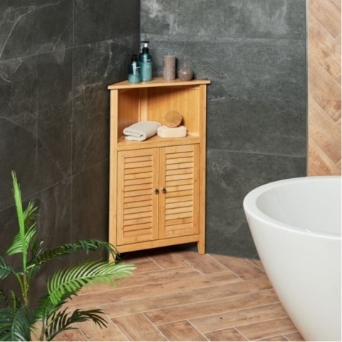 Relaxdays Szafka narożna, bambus, wys 90cm szer 52 cm