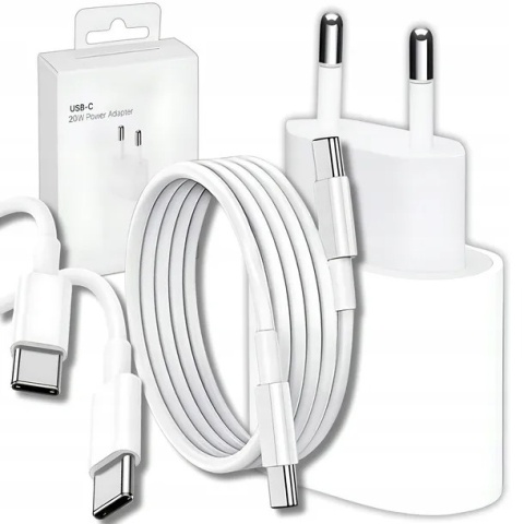 SZYBKA ŁADOWARKA USB-C 20W +KABEL 1 M Typ C do IPHONE 15 Pro Max