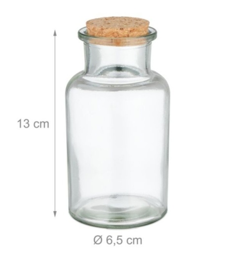 Słoiczki na przyprawy z korkiem 8 szt. + etykiety i pisak