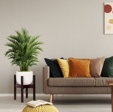 Stojak na kwiaty z bambusa brązowy, regulowana szerokość