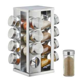 Stojak na przyprawy Relaxdays 16 słoiczków chrom, przyprawnik