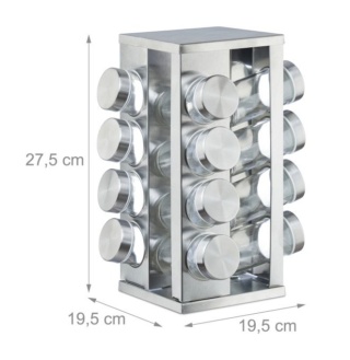 Stojak na przyprawy Relaxdays 16 słoiczków chrom, przyprawnik