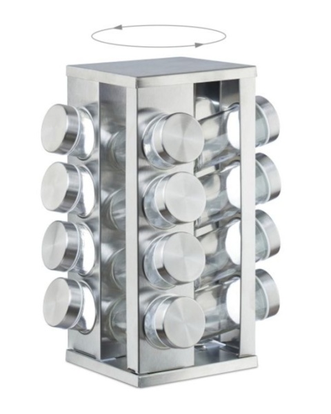 Stojak na przyprawy Relaxdays 16 słoiczków chrom, przyprawnik