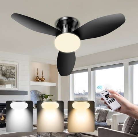 Wentylator Sufitowy z Lampą LED Pilot Czarny 3 Skrzydła 3372