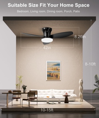 Wentylator Sufitowy z Lampą LED Pilot Czarny 3 Skrzydła 3372