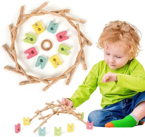 Wonder Wooden Sticks - Drewniany Zestaw Kreatywny i Balansujący. Montessori