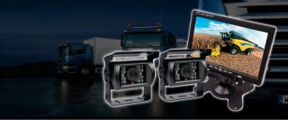 ZESTAW COFANIA MONITOR 7" Z PILOTEM + 2x KAMERA Z DIODAMI IR I REGULACJĄ 12/24V