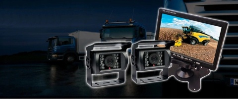 ZESTAW COFANIA MONITOR 7" Z PILOTEM + 2x KAMERA Z DIODAMI IR I REGULACJĄ 12/24V