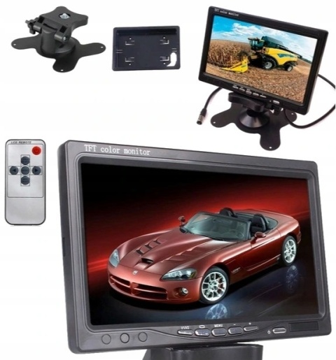 ZESTAW COFANIA MONITOR 7" Z PILOTEM + 2x KAMERA Z DIODAMI IR I REGULACJĄ 12/24V