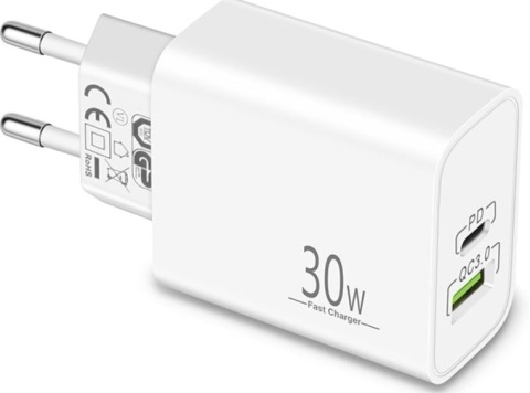 2 szt komplet Arccra Ładowarka 30 W RZ33PQ29 – Szybkie ładowanie z 2 portami Samsung Galaxy S24/S23/S22, iPhone USB