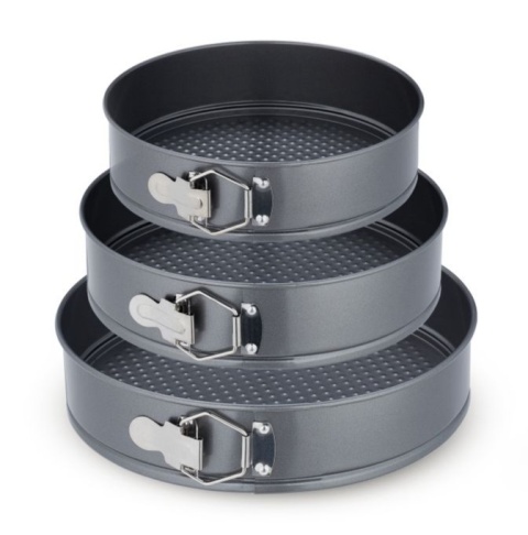 3-częściowy zestaw blach do pieczenia, zestaw tortownic średnica 24,26 i 28 mm Relaxdays