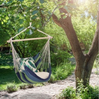 Bawełniany Fotel Brazylijski Huśtawka Wisząca Relaxdays Ogrodowa Tarasowa