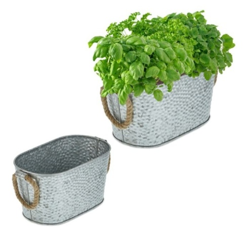 2 szt Doniczki metalowe ozdobne kwiaty zioła uchwyty jutowe