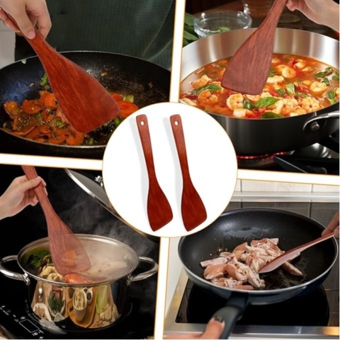 Drewniana łyżka, łopatka szpatułka zestaw 2 szt