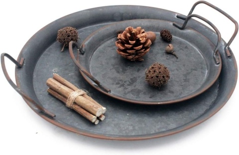 Funly mee Metalowa taca do serwowania w stylu industrialnym 2 szt 20/30 cm