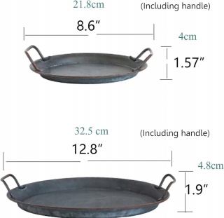 Funly mee Metalowa taca do serwowania w stylu industrialnym 2 szt 20/30 cm