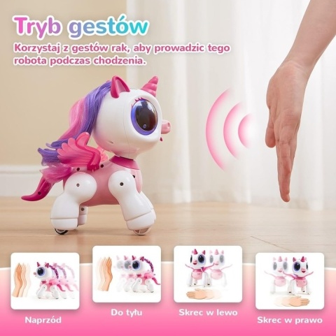 Jednorożec interakywny naskotka dla dzieci wykrywanie gestów, tryby programowania