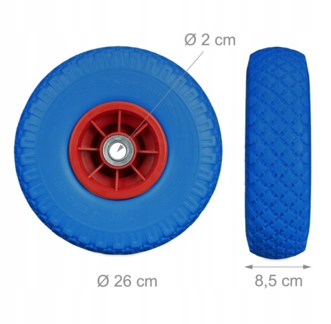 KOŁO DO WÓZKA TACZEK RELAXDAYS 2SZT. NIEBIESKIE BEZDĘTKOWE 3.00-4 oś 20 mm KOŁO DO WÓZKA TACZEK RELAXDAYS 2SZT. NIEBIESKIE BEZDĘTKOWE 3.00-4 oś 20 mm