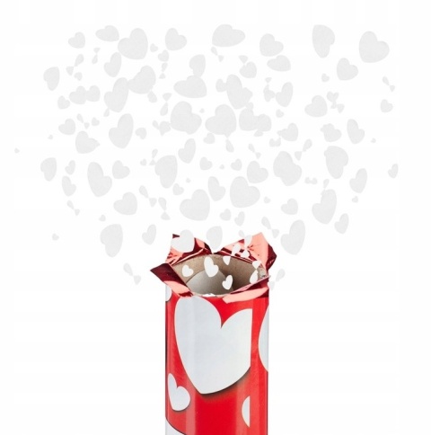 Konfetti tuba strzelająca, serca ślub wesele