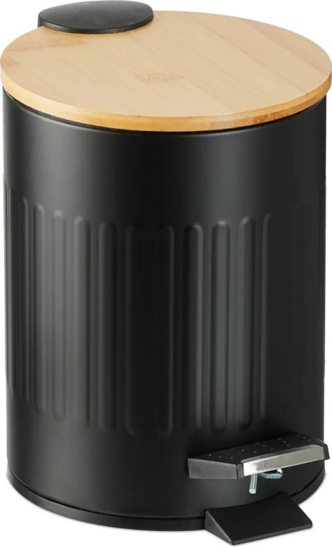 Kosz łazienkowy 3 l z bambusową pokrywą Relaxdays