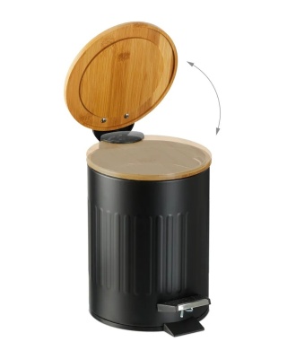 Kosz łazienkowy 3 l z bambusową pokrywą Relaxdays