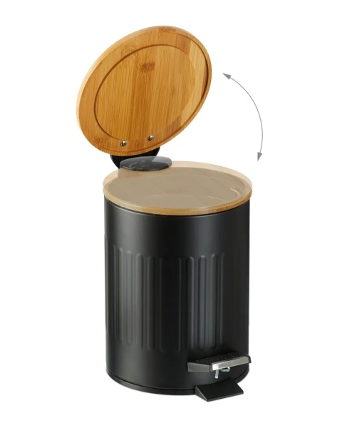 Kosz łazienkowy 3 l z bambusową pokrywą Relaxdays