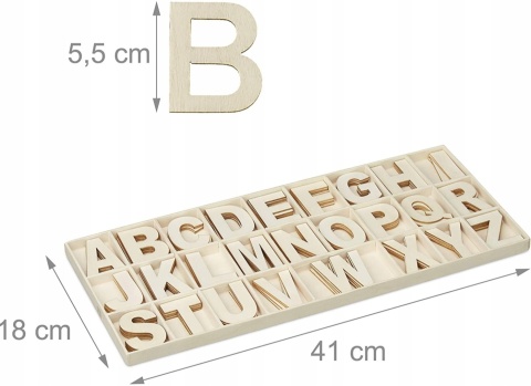 Litery drewniane, 104 elementy , duże litery A-Z Relxdays