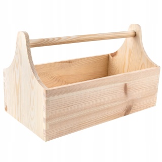 Nosidło skrzynka drewniana na narzędzia drobiazgi z uchwytem decoupage