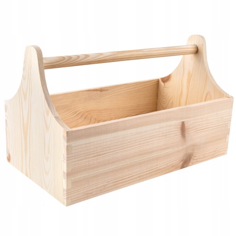 Nosidło skrzynka drewniana na narzędzia drobiazgi z uchwytem decoupage